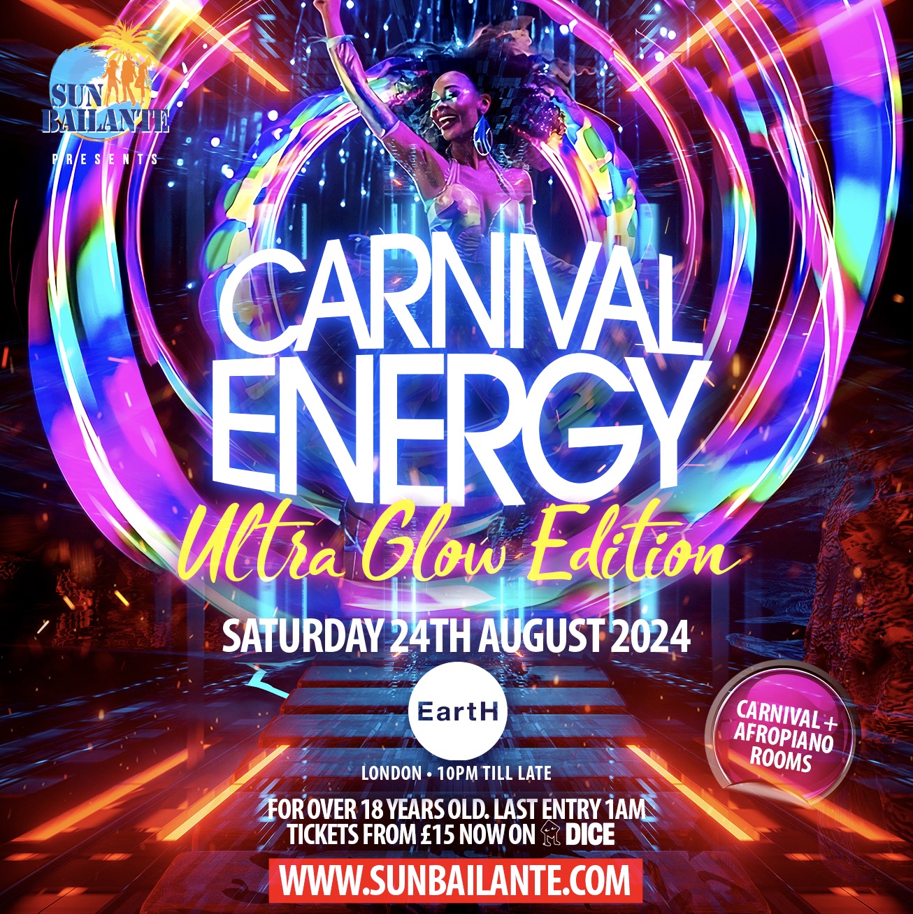 Notting Hill Carnival 2024, Best party, London, warmup, party, Soirée, Londres, Carnival Energy, Sun Bailante